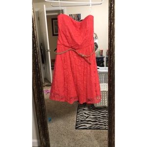 Strapless pink dress